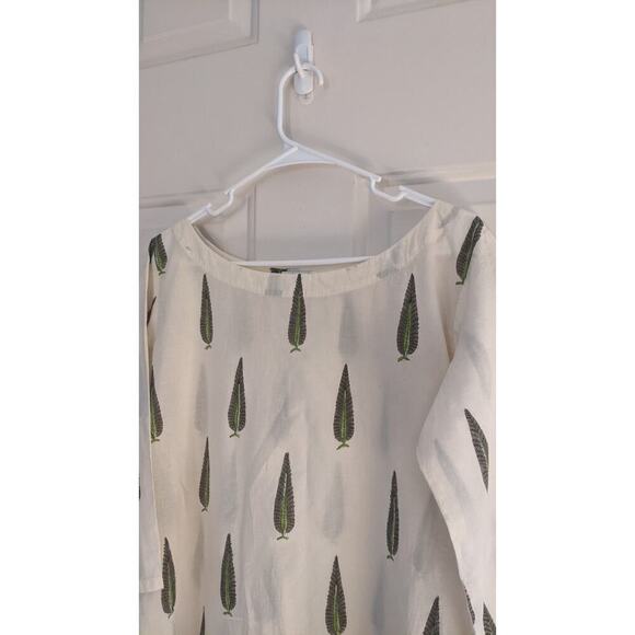 Pinkshink XXL Cotton Feather Block Design, 3/4 Sleeve, Boho, Artsy, Art to Wear - Picture 5 of 10